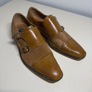 Gino Vitale Tan Double Monk Strap Dress Leather Suede Loafers / Men's Size 12